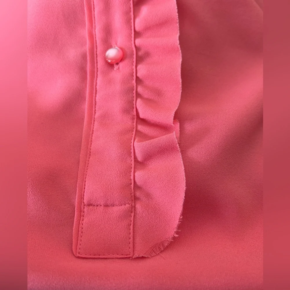 J. Crew Coral Sleeveless Ruffle Blouse